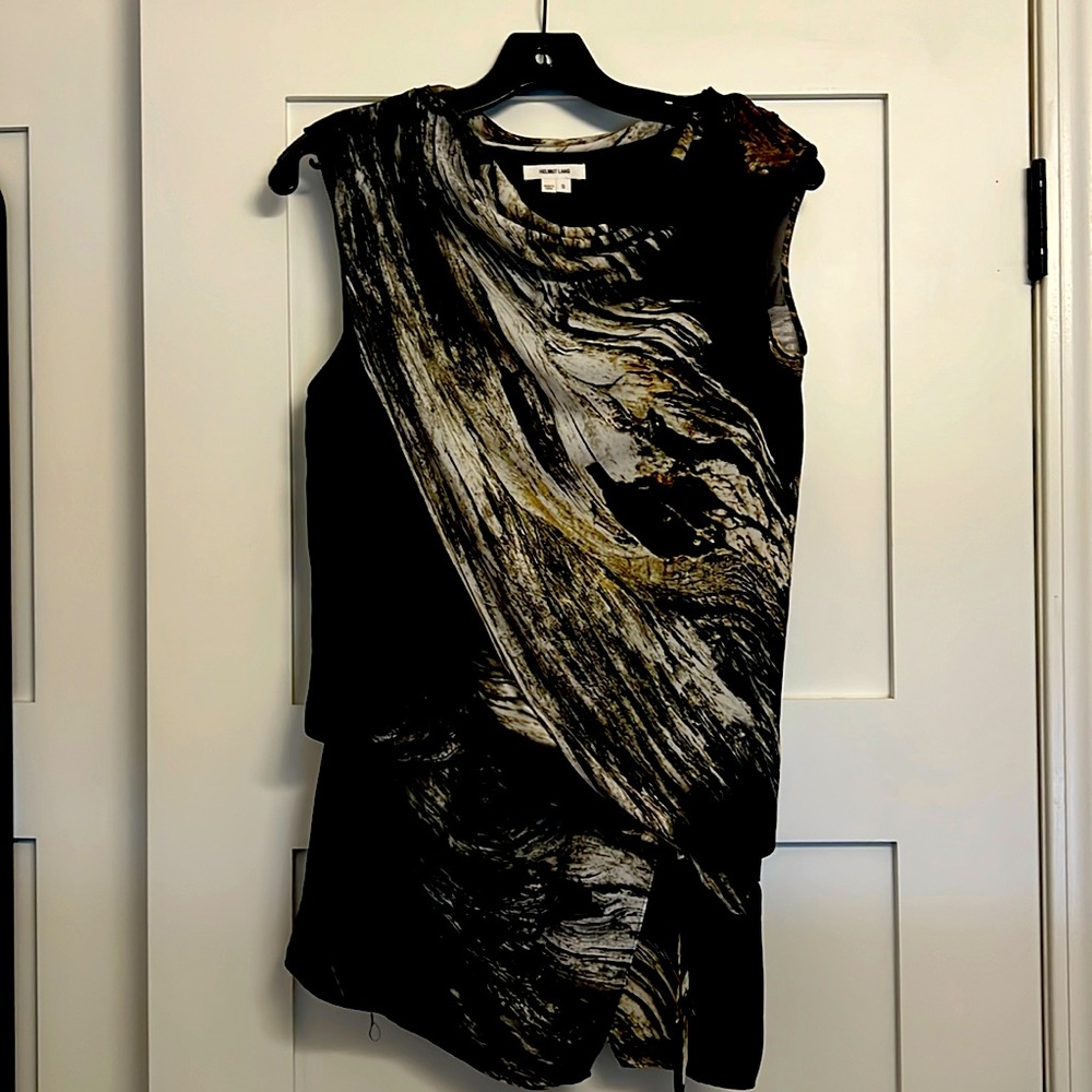 Helmut Lang black and white  silk tank